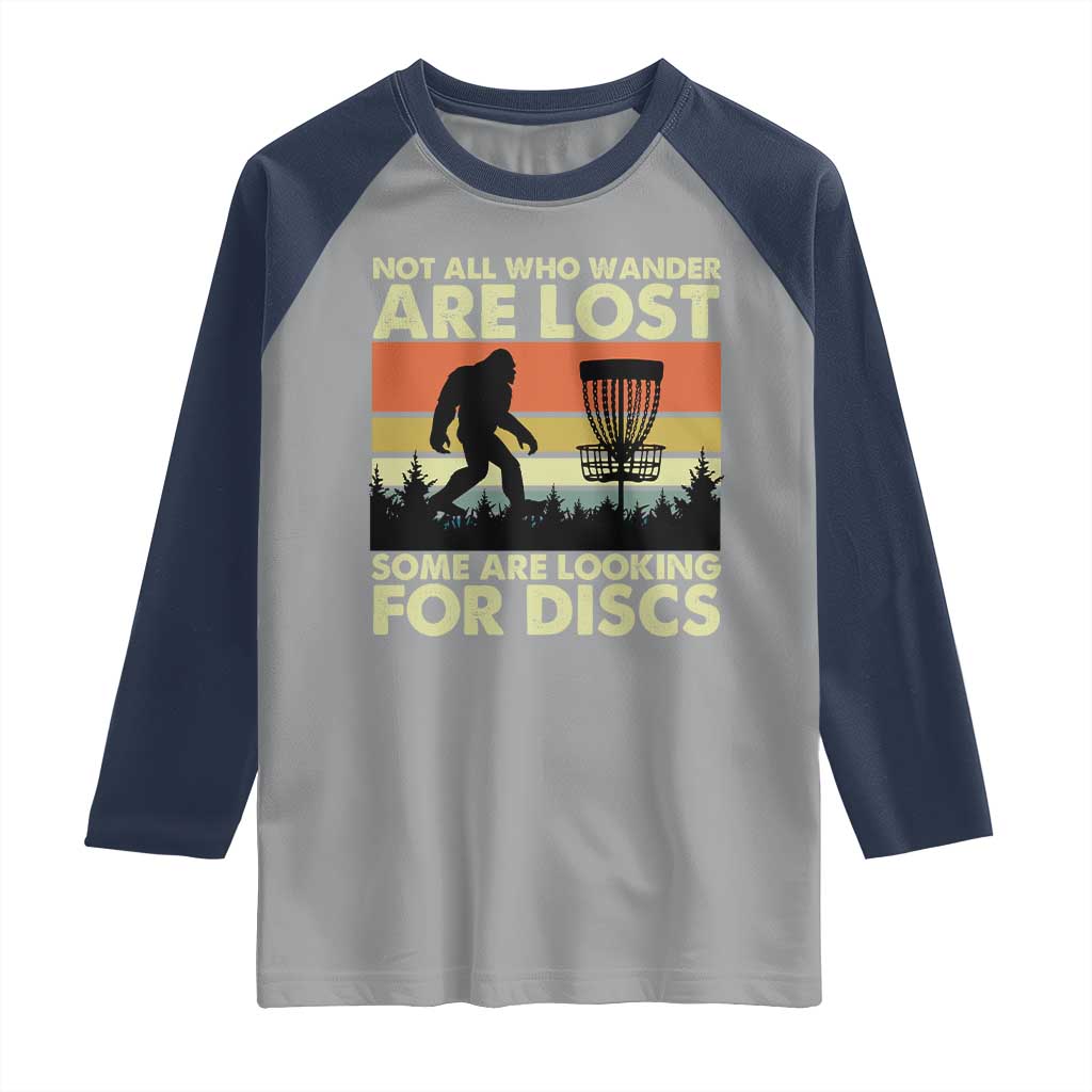 Funny Disc Golf Bigfoot Raglan Shirt Vintage Sasquatch Sports Golfer Dad Frisbee - Wonder Print Shop