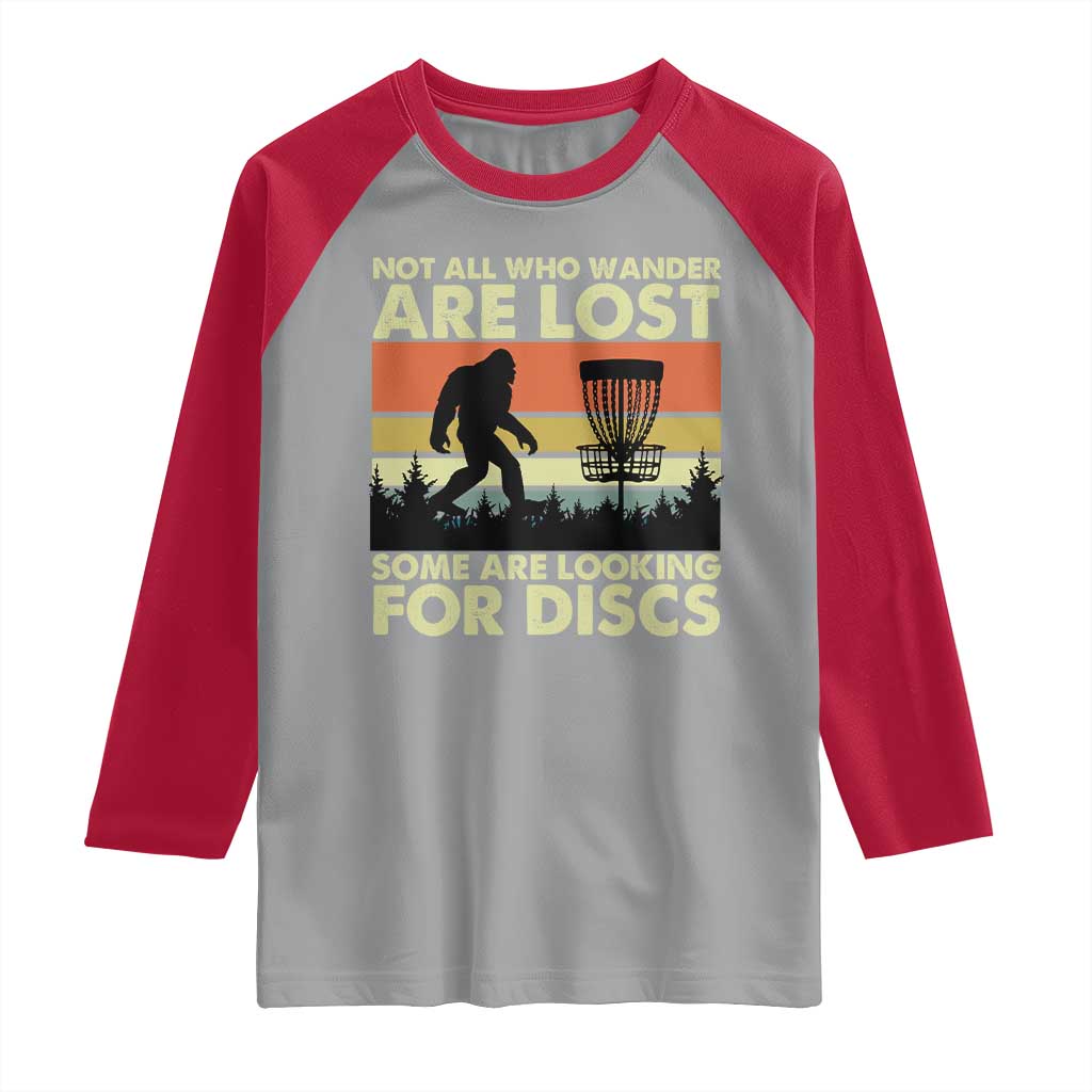 Funny Disc Golf Bigfoot Raglan Shirt Vintage Sasquatch Sports Golfer Dad Frisbee - Wonder Print Shop