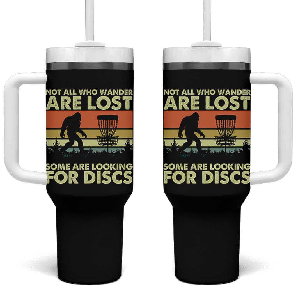 Funny Disc Golf Bigfoot Tumbler With Handle Vintage Sasquatch Sports Golfer Dad Frisbee - Wonder Print Shop