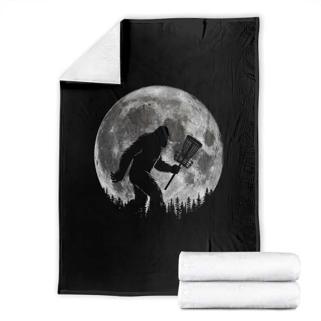 Disc Golf Bigfoot Throw Blanket Funny Cool Full Moon & Trees Sasquatch - Wonder Print Shop
