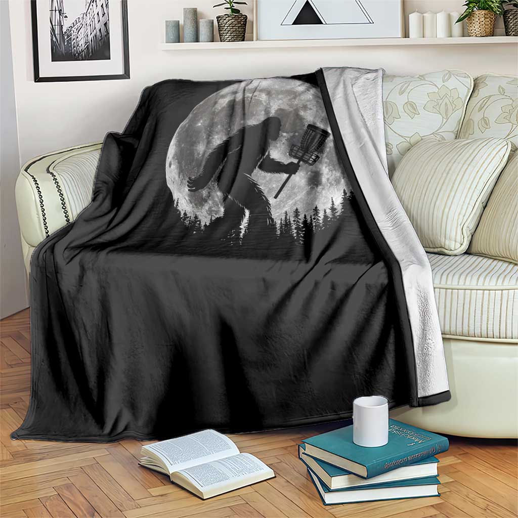 Disc Golf Bigfoot Throw Blanket Funny Cool Full Moon & Trees Sasquatch - Wonder Print Shop