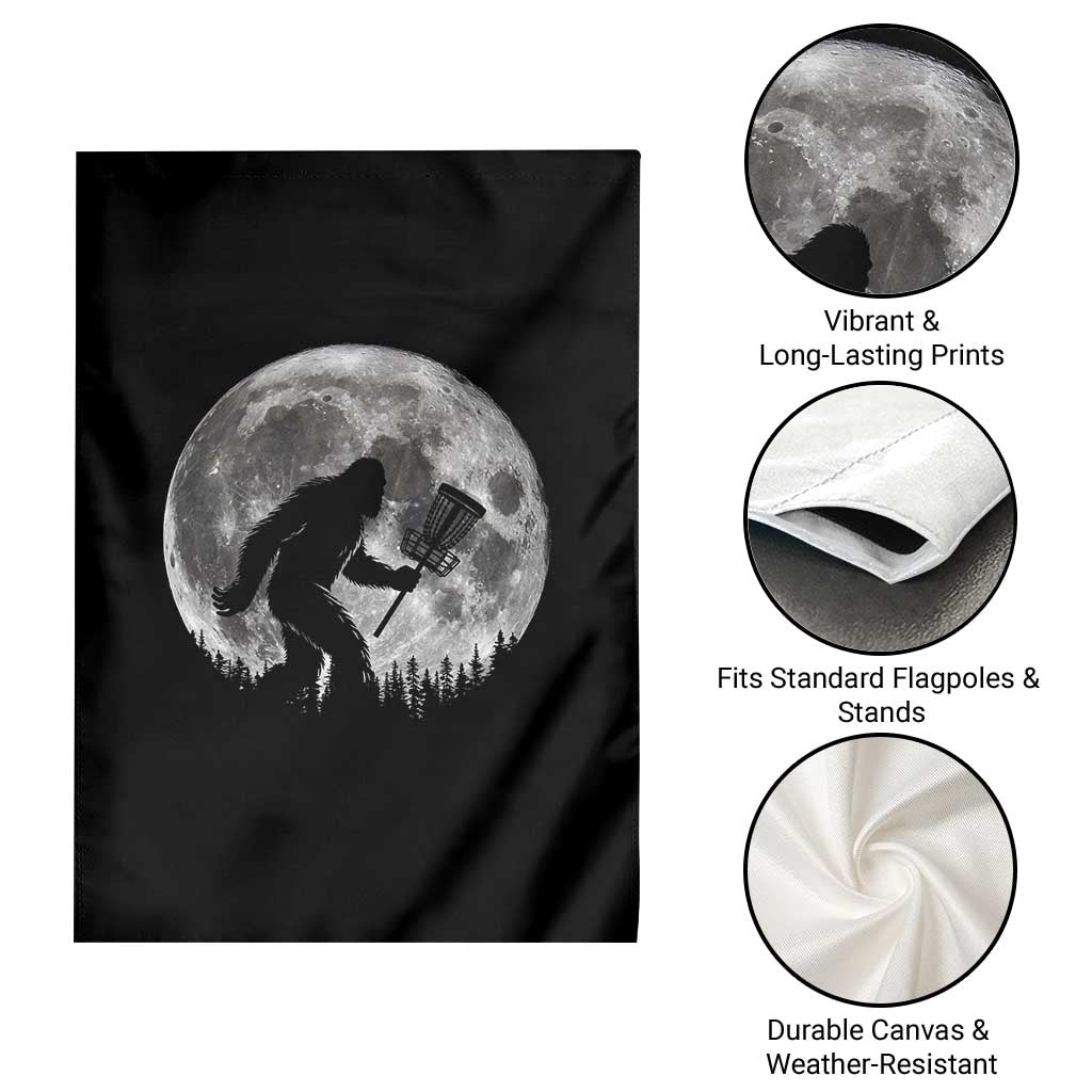 Disc Golf Bigfoot Garden Flag Funny Cool Full Moon & Trees Sasquatch - Wonder Print Shop
