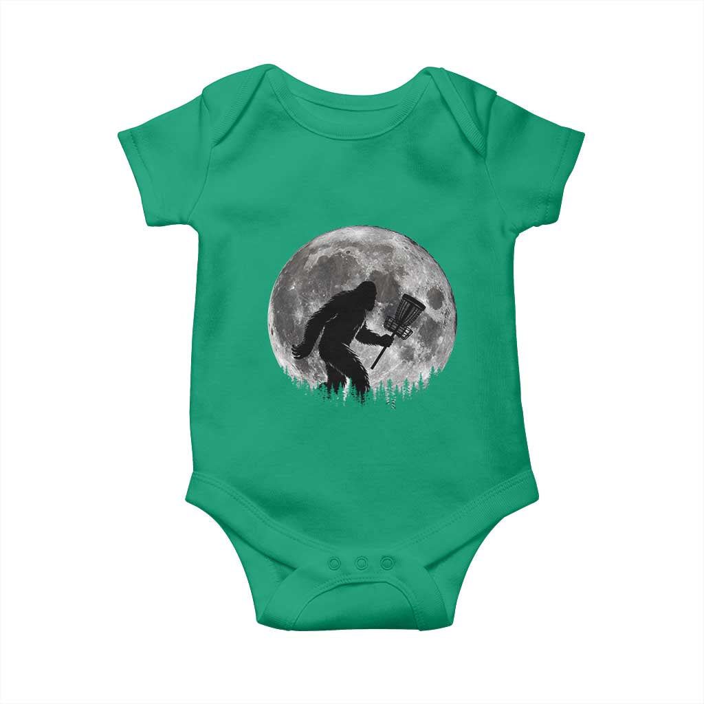Disc Golf Bigfoot Baby Onesie Funny Cool Full Moon & Trees Sasquatch - Wonder Print Shop