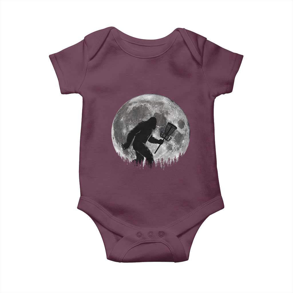 Disc Golf Bigfoot Baby Onesie Funny Cool Full Moon & Trees Sasquatch - Wonder Print Shop