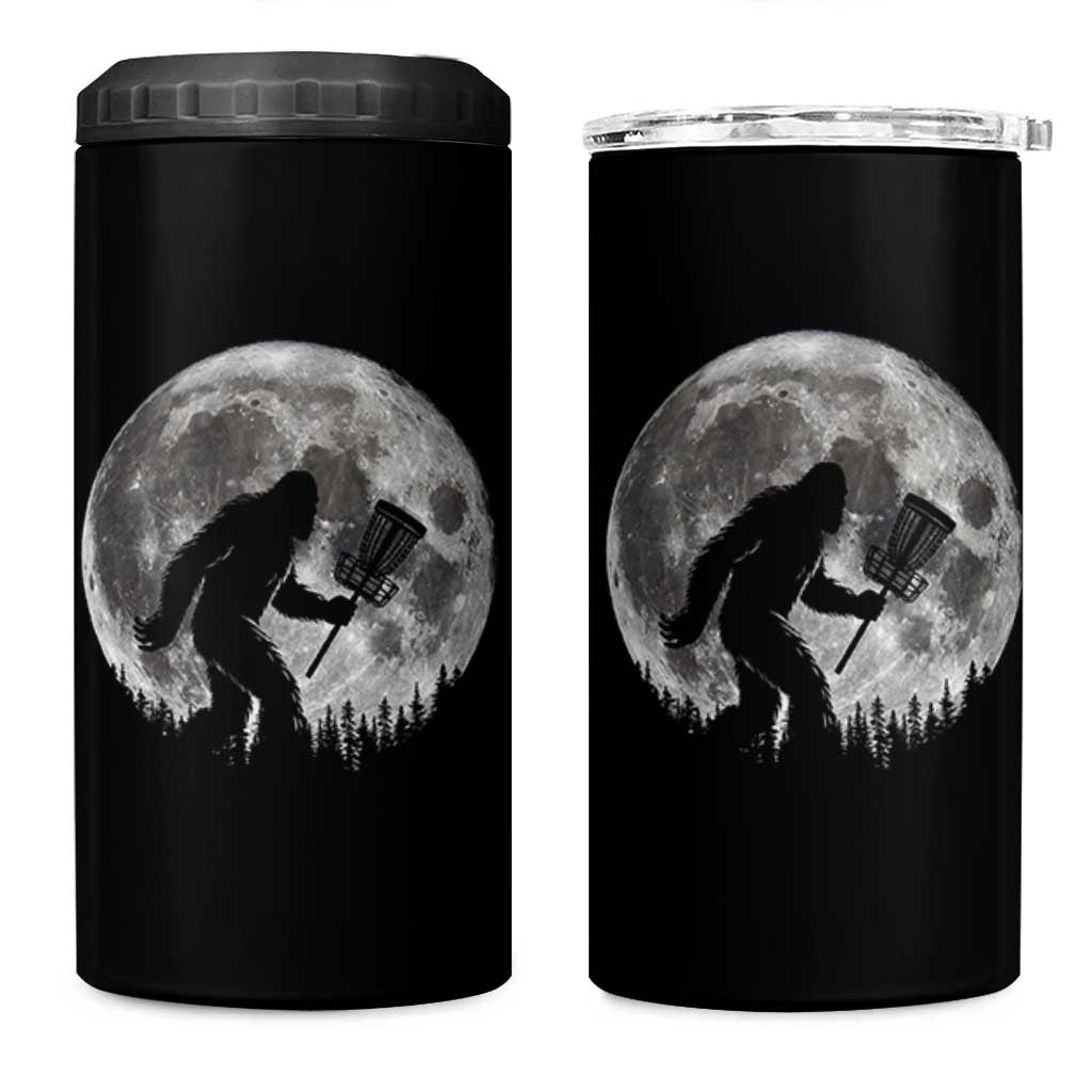 Disc Golf Bigfoot 4 in 1 Can Cooler Tumbler Funny Cool Full Moon & Trees Sasquatch - Wonder Print Shop