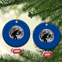 Disc Golf Bigfoot Ceramic Ornament Funny Cool Full Moon & Trees Sasquatch - Wonder Print Shop