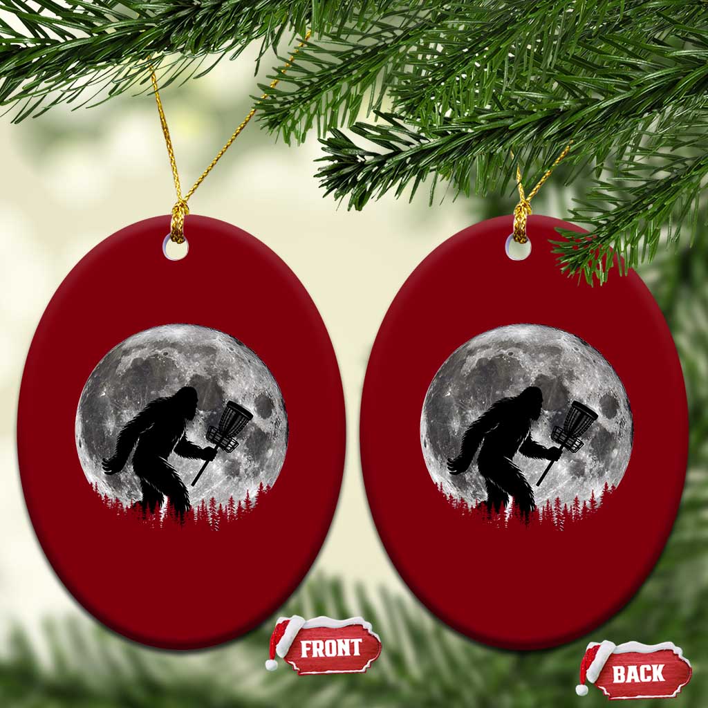 Disc Golf Bigfoot Ceramic Ornament Funny Cool Full Moon & Trees Sasquatch - Wonder Print Shop