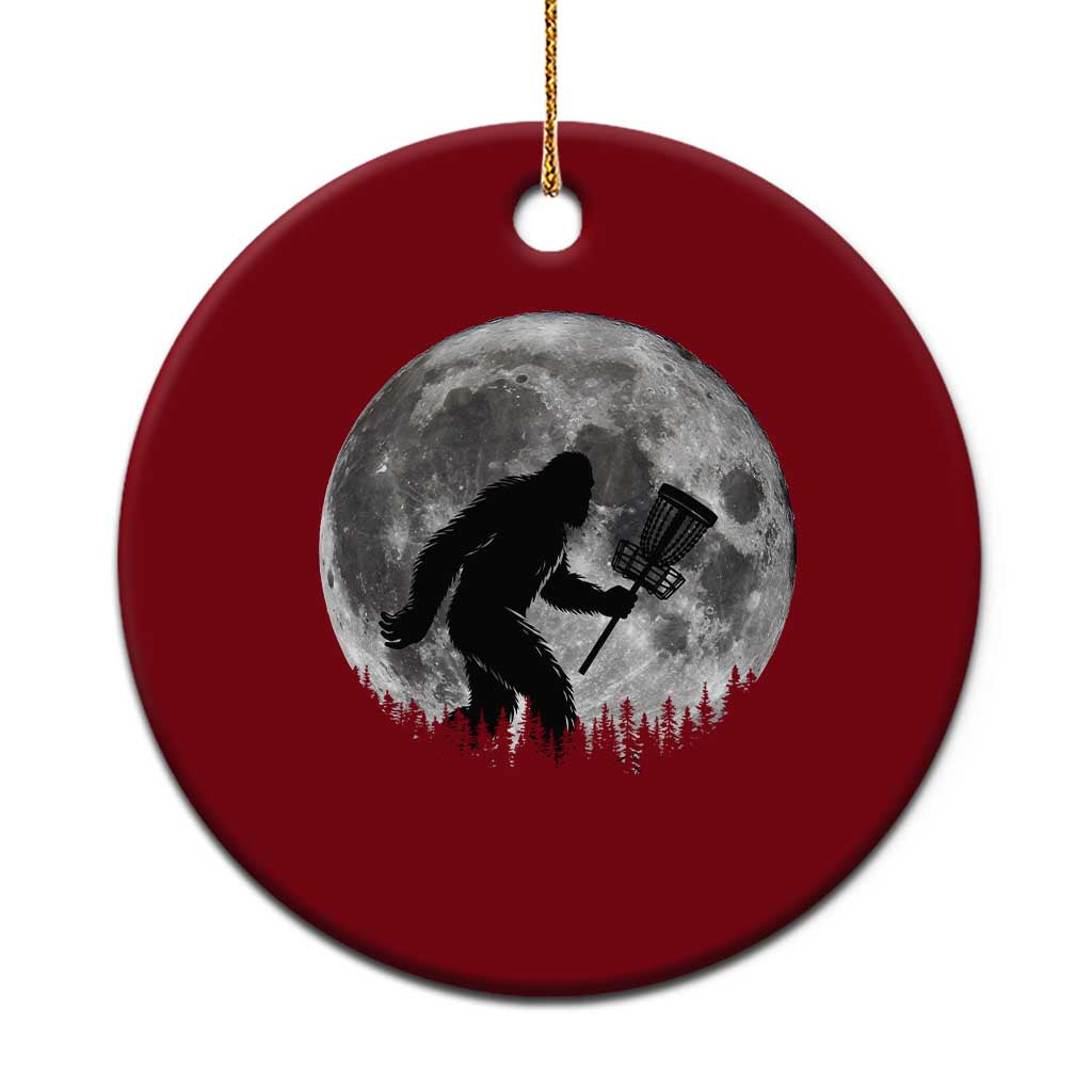 Disc Golf Bigfoot Ceramic Ornament Funny Cool Full Moon & Trees Sasquatch - Wonder Print Shop