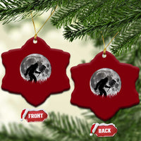 Disc Golf Bigfoot Ceramic Ornament Funny Cool Full Moon & Trees Sasquatch - Wonder Print Shop