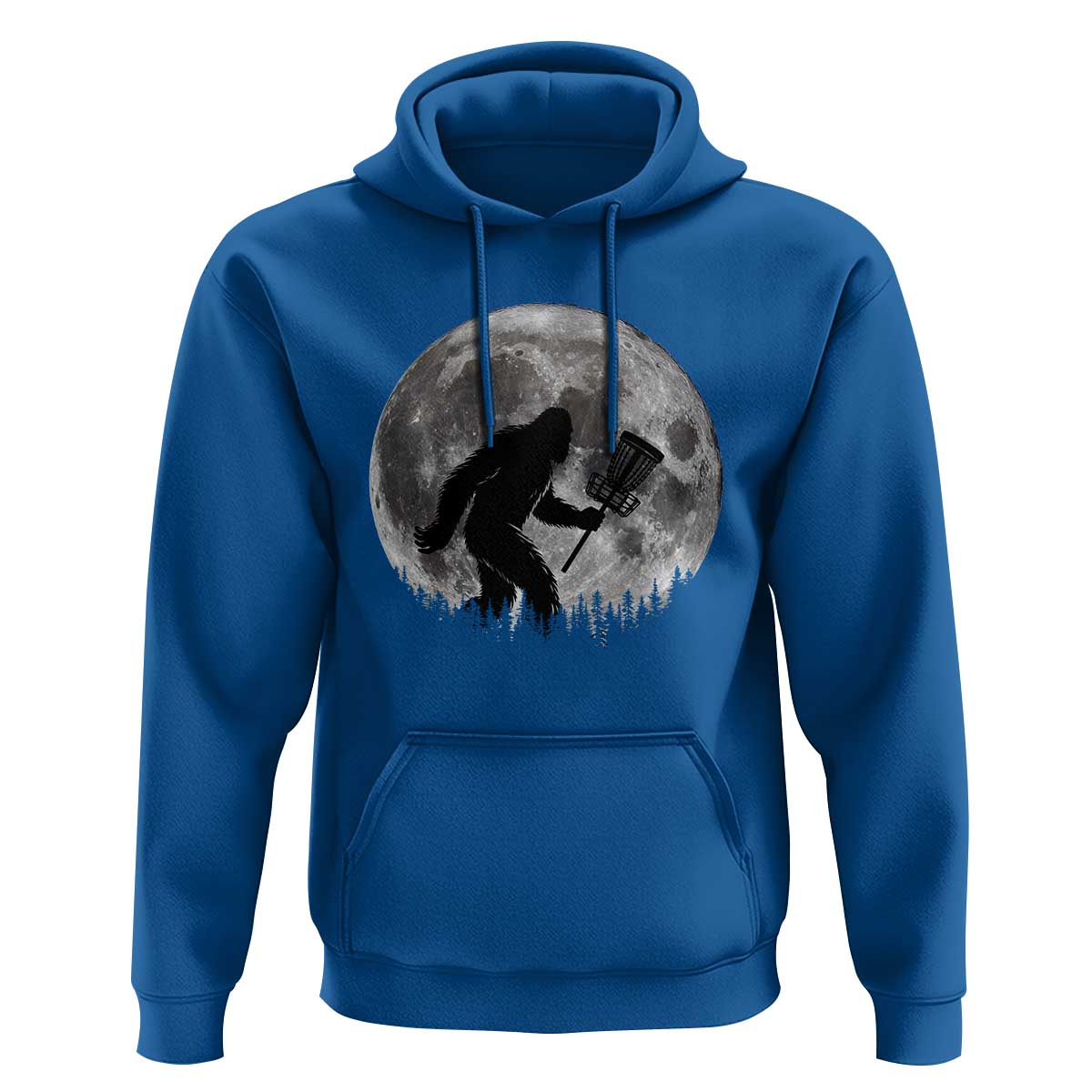 Disc Golf Bigfoot Hoodie Funny Cool Full Moon & Trees Sasquatch - Wonder Print Shop