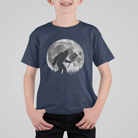 Disc Golf Bigfoot T Shirt For Kid Funny Cool Full Moon & Trees Sasquatch - Wonder Print Shop