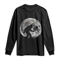 Disc Golf Bigfoot Long Sleeve Shirt Funny Cool Full Moon & Trees Sasquatch - Wonder Print Shop