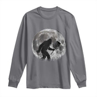 Disc Golf Bigfoot Long Sleeve Shirt Funny Cool Full Moon & Trees Sasquatch - Wonder Print Shop
