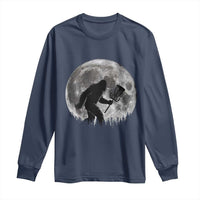 Disc Golf Bigfoot Long Sleeve Shirt Funny Cool Full Moon & Trees Sasquatch - Wonder Print Shop