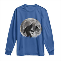 Disc Golf Bigfoot Long Sleeve Shirt Funny Cool Full Moon & Trees Sasquatch - Wonder Print Shop
