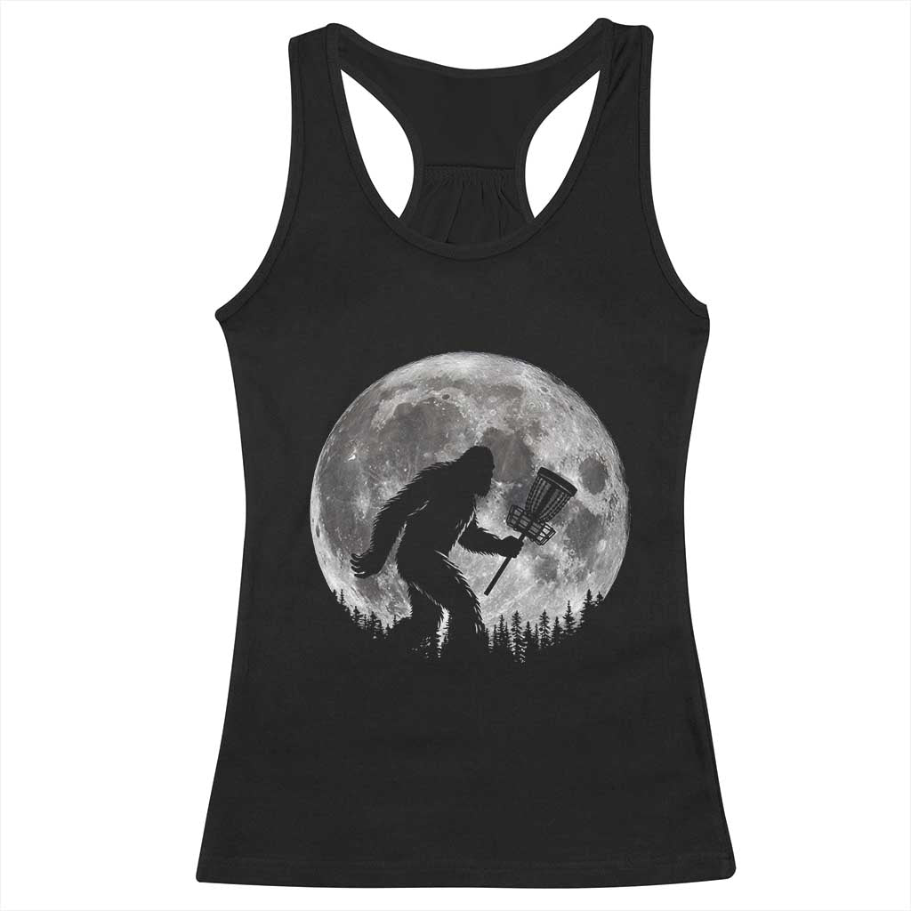 Disc Golf Bigfoot Racerback Tank Top Funny Cool Full Moon & Trees Sasquatch - Wonder Print Shop