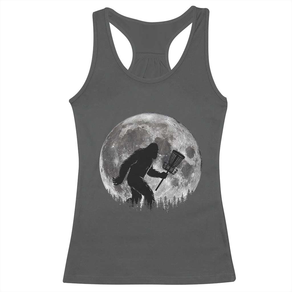 Disc Golf Bigfoot Racerback Tank Top Funny Cool Full Moon & Trees Sasquatch - Wonder Print Shop