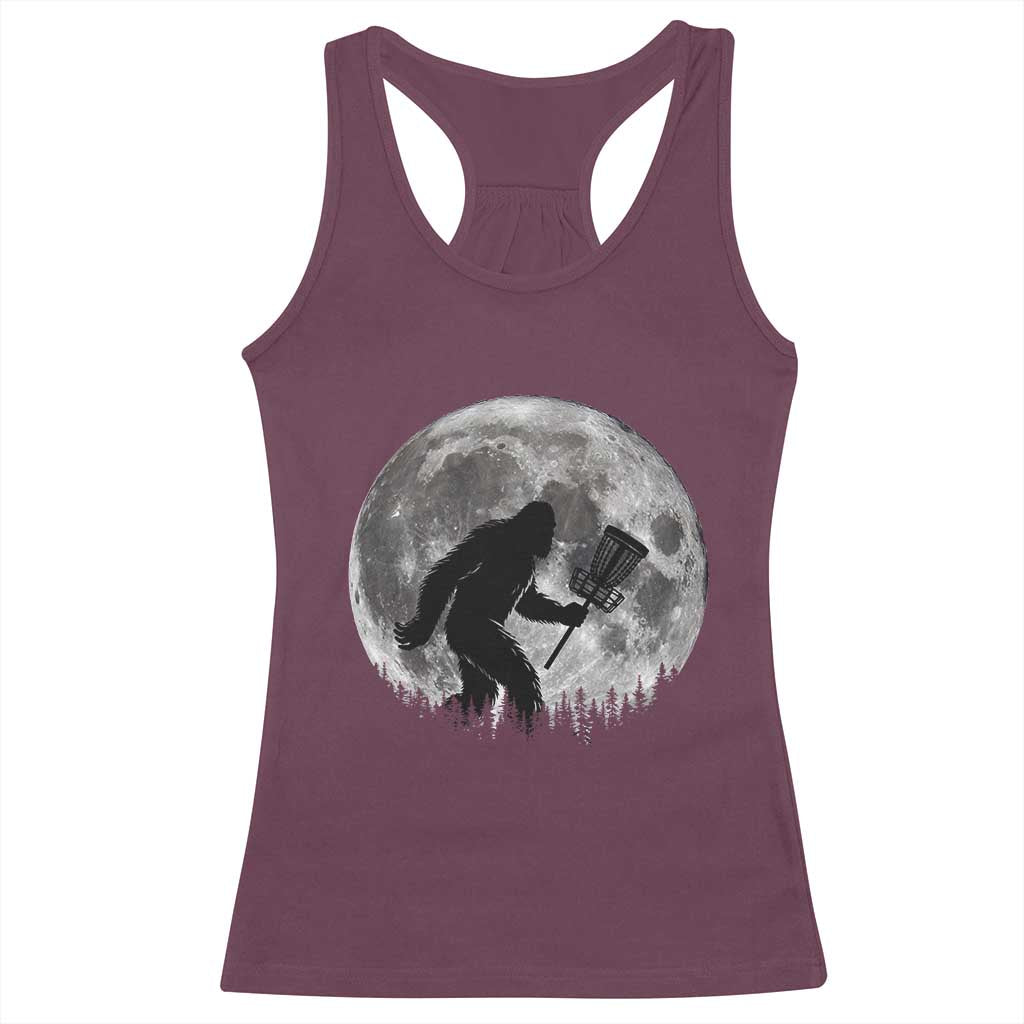 Disc Golf Bigfoot Racerback Tank Top Funny Cool Full Moon & Trees Sasquatch - Wonder Print Shop