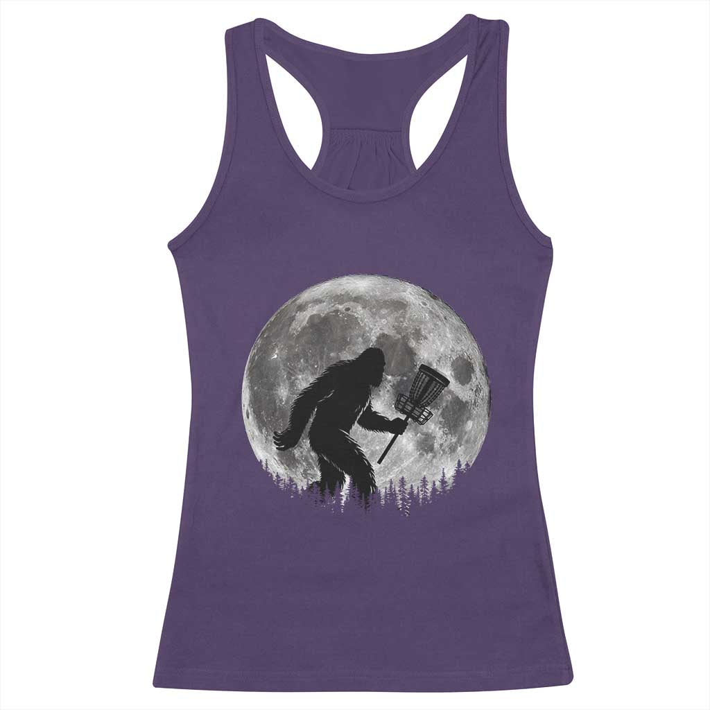 Disc Golf Bigfoot Racerback Tank Top Funny Cool Full Moon & Trees Sasquatch - Wonder Print Shop