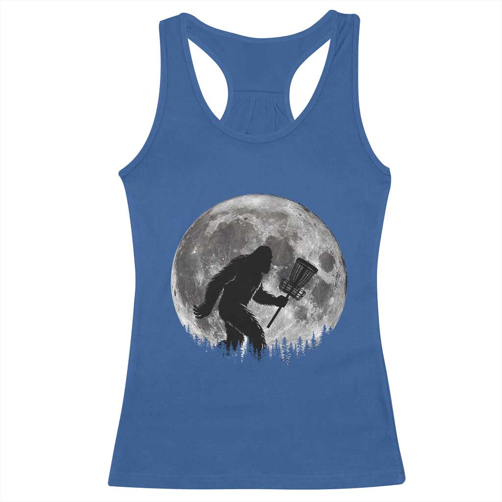 Disc Golf Bigfoot Racerback Tank Top Funny Cool Full Moon & Trees Sasquatch - Wonder Print Shop