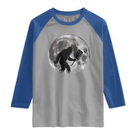 Disc Golf Bigfoot Raglan Shirt Funny Cool Full Moon & Trees Sasquatch - Wonder Print Shop