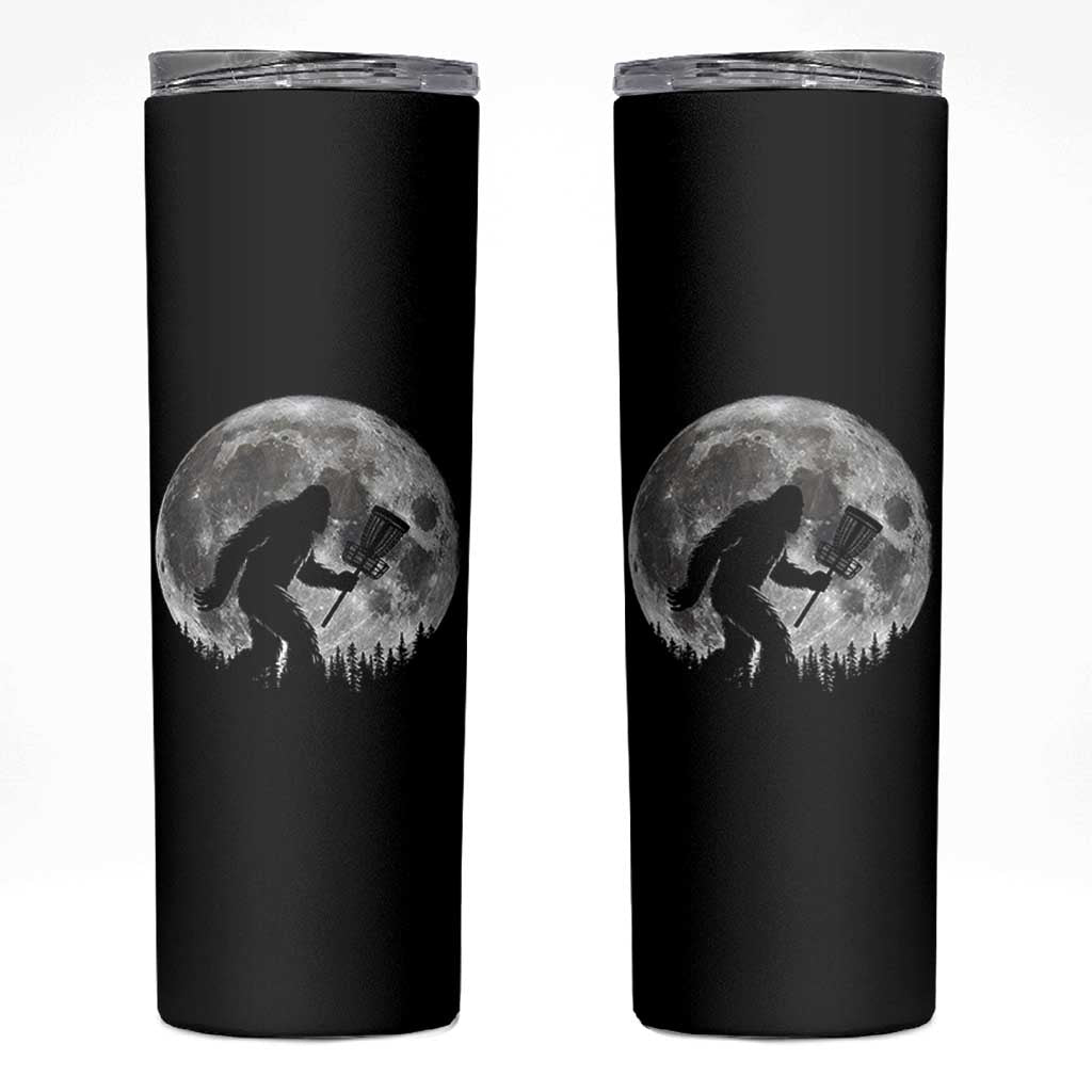 Disc Golf Bigfoot Skinny Tumbler Funny Cool Full Moon & Trees Sasquatch - Wonder Print Shop