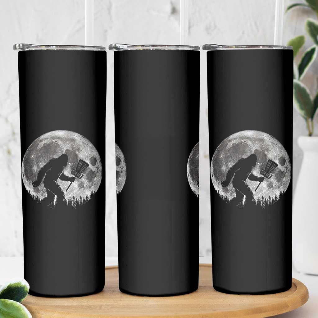 Disc Golf Bigfoot Skinny Tumbler Funny Cool Full Moon & Trees Sasquatch - Wonder Print Shop