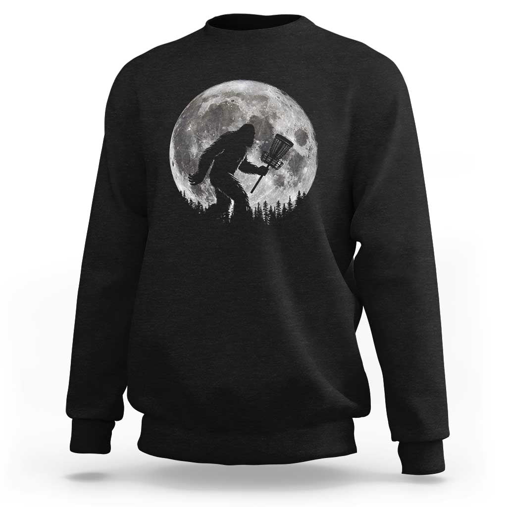 Disc Golf Bigfoot Sweatshirt Funny Cool Full Moon & Trees Sasquatch - Wonder Print Shop