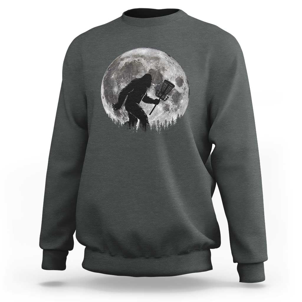 Disc Golf Bigfoot Sweatshirt Funny Cool Full Moon & Trees Sasquatch - Wonder Print Shop