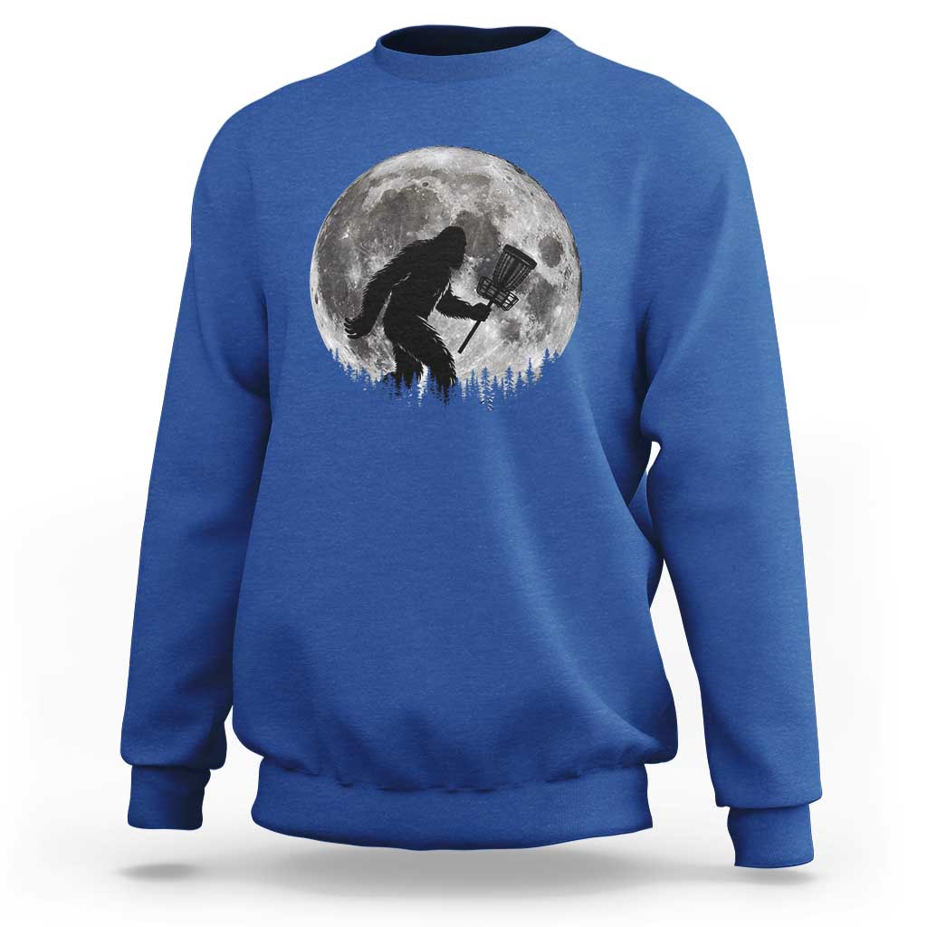 Disc Golf Bigfoot Sweatshirt Funny Cool Full Moon & Trees Sasquatch - Wonder Print Shop
