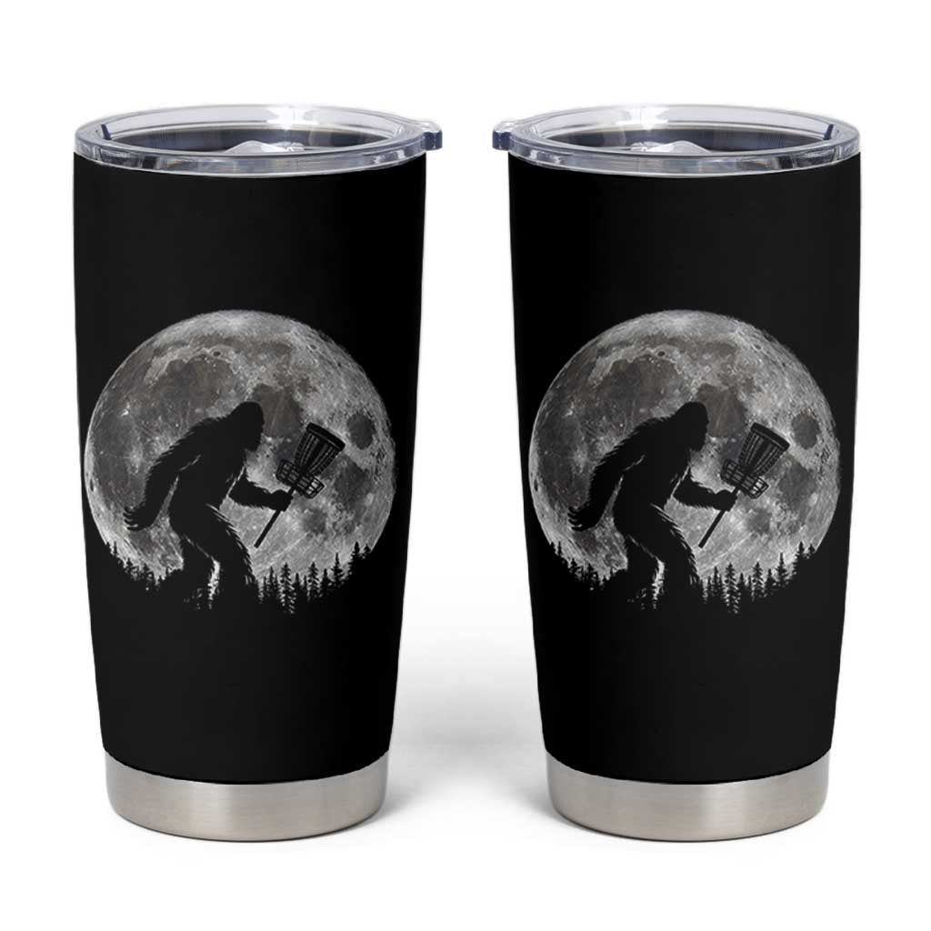 Disc Golf Bigfoot Tumbler Cup Funny Cool Full Moon & Trees Sasquatch - Wonder Print Shop