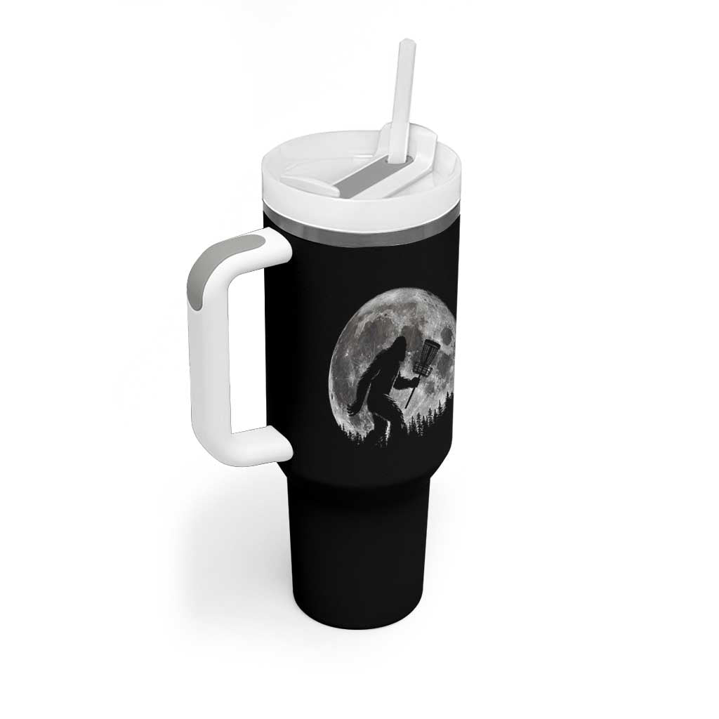 Disc Golf Bigfoot Tumbler With Handle Funny Cool Full Moon & Trees Sasquatch - Wonder Print Shop