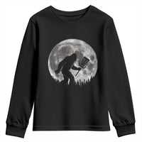 Disc Golf Bigfoot Youth Sweatshirt Funny Cool Full Moon & Trees Sasquatch - Wonder Print Shop