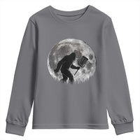 Disc Golf Bigfoot Youth Sweatshirt Funny Cool Full Moon & Trees Sasquatch - Wonder Print Shop