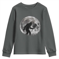 Disc Golf Bigfoot Youth Sweatshirt Funny Cool Full Moon & Trees Sasquatch - Wonder Print Shop
