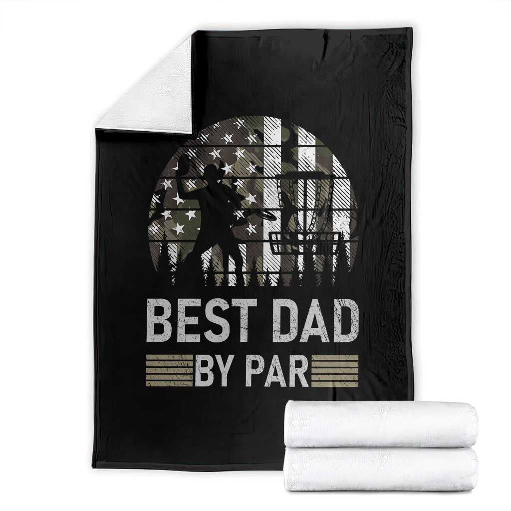 Disc Golf Best Dad By Par Throw Blanket Funny Sports Golfer Frisbee Camo American Flag - Wonder Print Shop