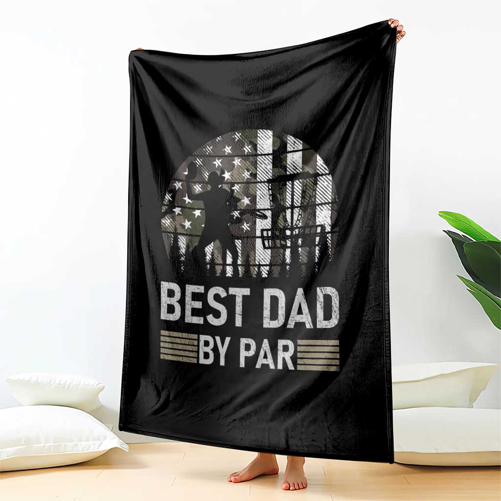 Disc Golf Best Dad By Par Throw Blanket Funny Sports Golfer Frisbee Camo American Flag - Wonder Print Shop