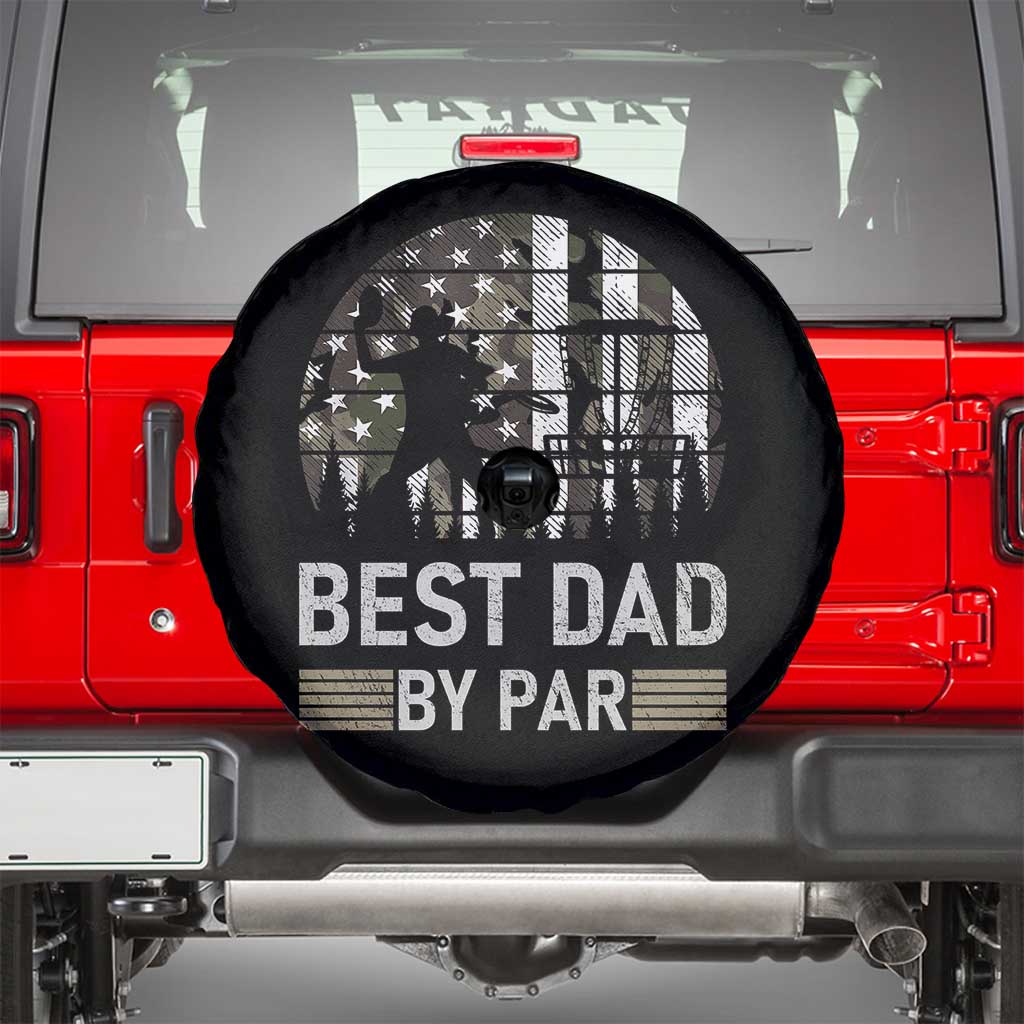 Disc Golf Best Dad By Par Spare Tire Cover Funny Sports Golfer Frisbee Camo American Flag - Wonder Print Shop