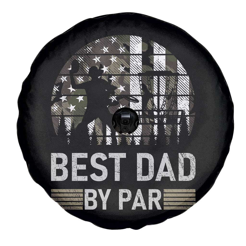 Disc Golf Best Dad By Par Spare Tire Cover Funny Sports Golfer Frisbee Camo American Flag - Wonder Print Shop