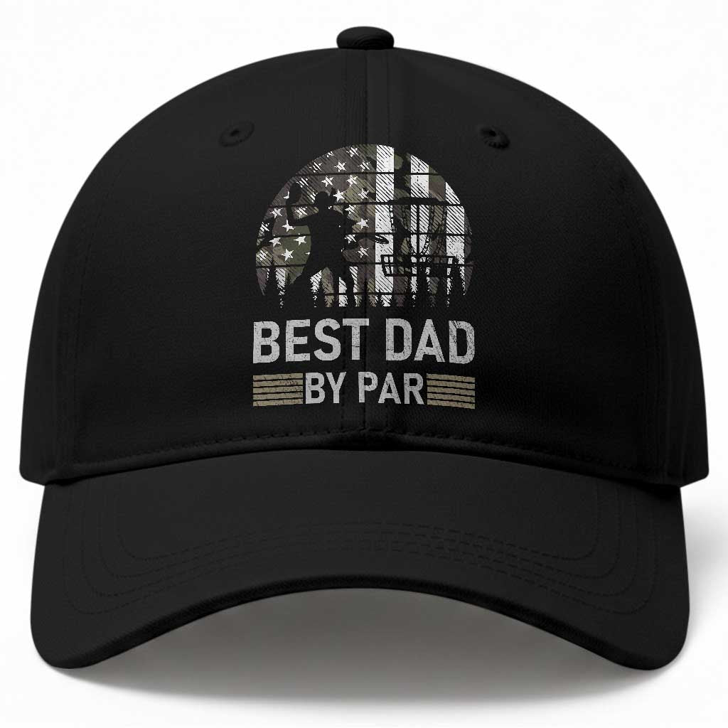 Disc Golf Best Dad By Par Baseball Cap Funny Sports Golfer Frisbee Camo American Flag