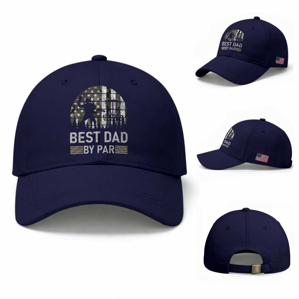 Disc Golf Best Dad By Par Baseball Cap Funny Sports Golfer Frisbee Camo American Flag
