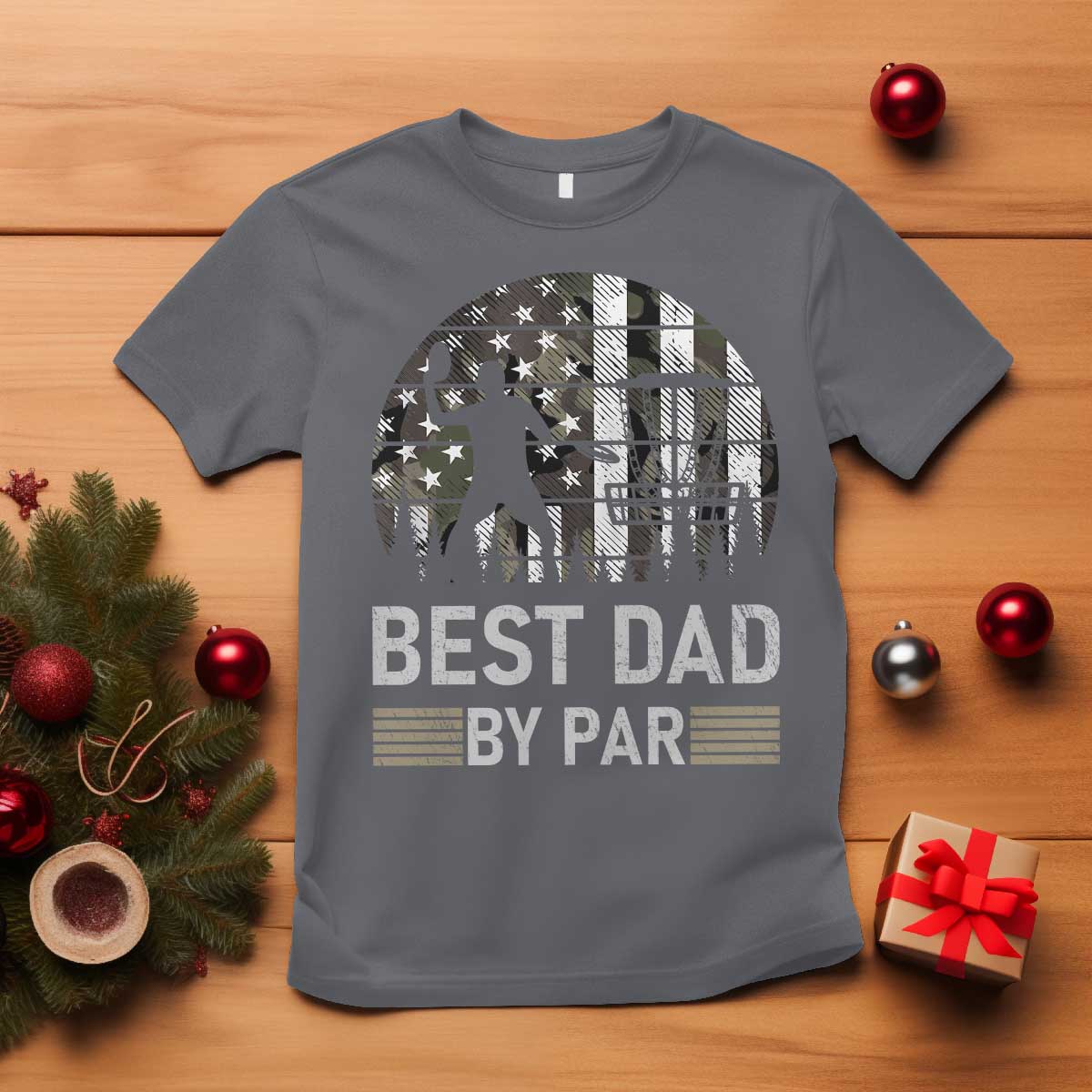 Disc Golf Best Dad By Par T Shirt Funny Sports Golfer Frisbee Camo American Flag - Wonder Print Shop