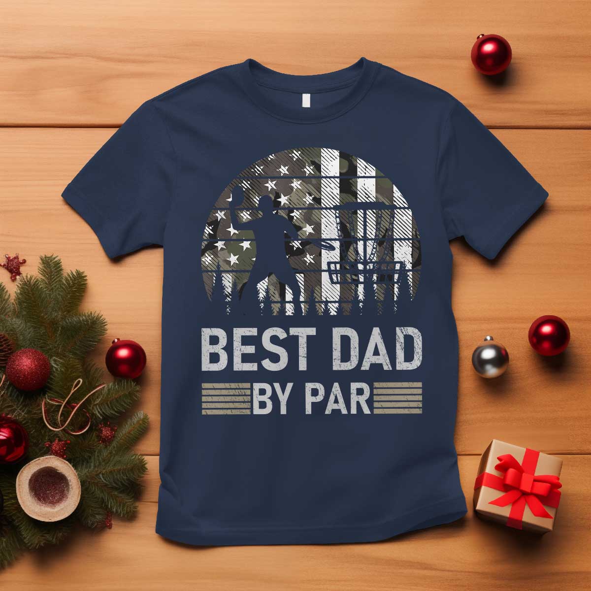 Disc Golf Best Dad By Par T Shirt Funny Sports Golfer Frisbee Camo American Flag - Wonder Print Shop