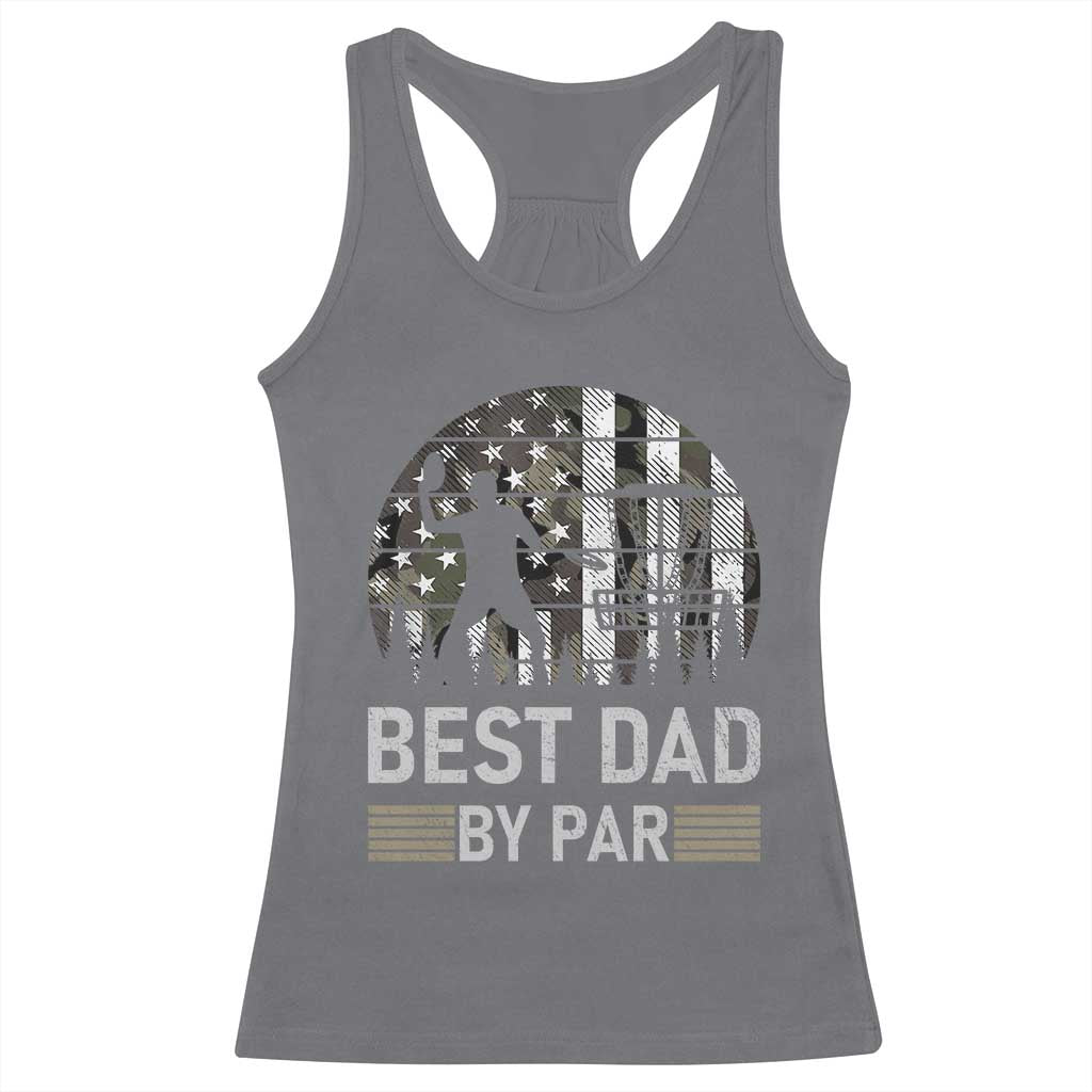 Disc Golf Best Dad By Par Racerback Tank Top Funny Sports Golfer Frisbee Camo American Flag - Wonder Print Shop