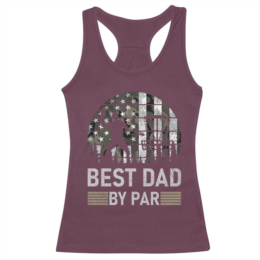 Disc Golf Best Dad By Par Racerback Tank Top Funny Sports Golfer Frisbee Camo American Flag - Wonder Print Shop