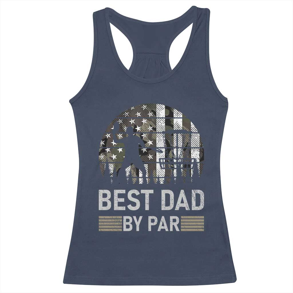Disc Golf Best Dad By Par Racerback Tank Top Funny Sports Golfer Frisbee Camo American Flag - Wonder Print Shop