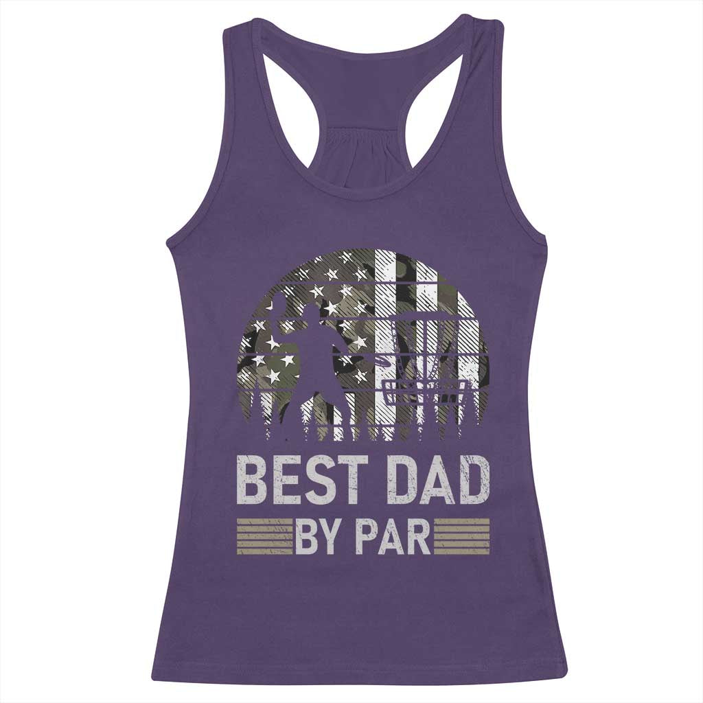 Disc Golf Best Dad By Par Racerback Tank Top Funny Sports Golfer Frisbee Camo American Flag - Wonder Print Shop