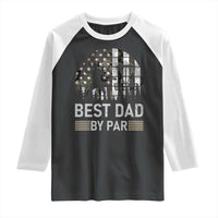 Disc Golf Best Dad By Par Raglan Shirt Funny Sports Golfer Frisbee Camo American Flag - Wonder Print Shop