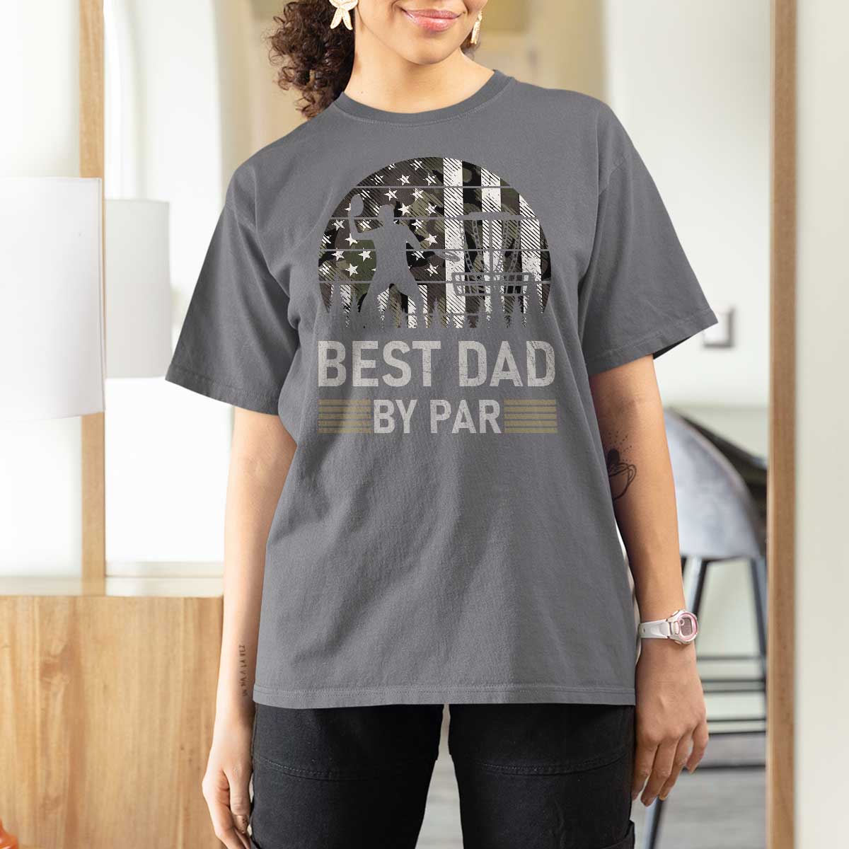 Disc Golf Best Dad By Par T Shirt For Women Funny Sports Golfer Frisbee Camo American Flag - Wonder Print Shop