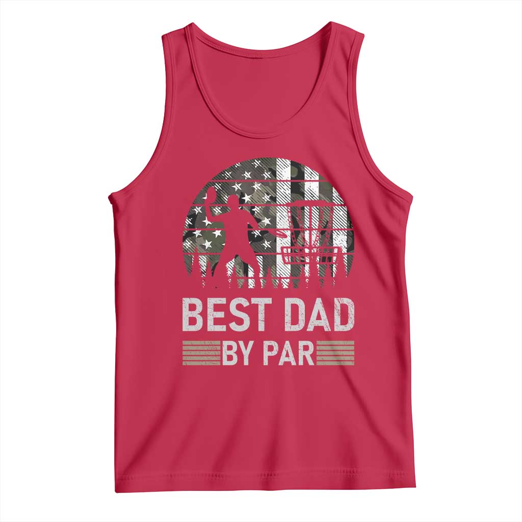 Disc Golf Best Dad By Par Tank Top Funny Sports Golfer Frisbee Camo American Flag - Wonder Print Shop